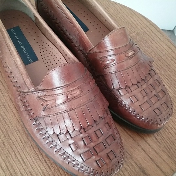 Giorgio Brutini Woven Brown Leather Loafers main image 6
